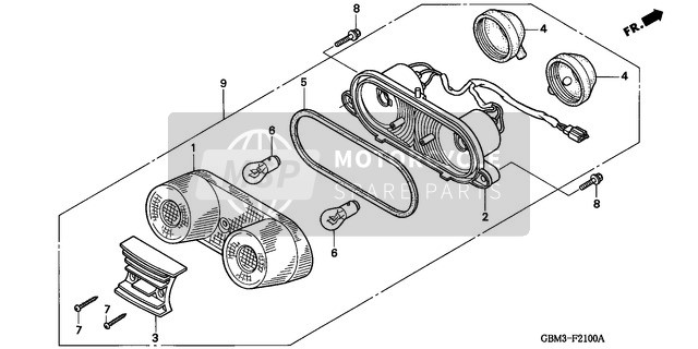 33702GBM850, Lens, Taillight, Honda, 0